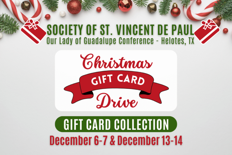 SVDP Christmas Gift Card Drive on December 13 and 14